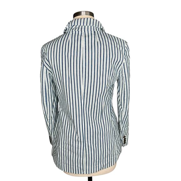 J CREW Willa Blazer Blue White Striped Button Front Jacket Women's Size 8 NWT - Picture 3 of 8